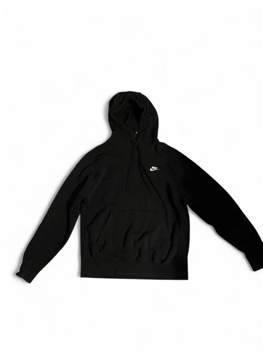 Nike Black Hoodie with White Swoosh - Men's Pullover